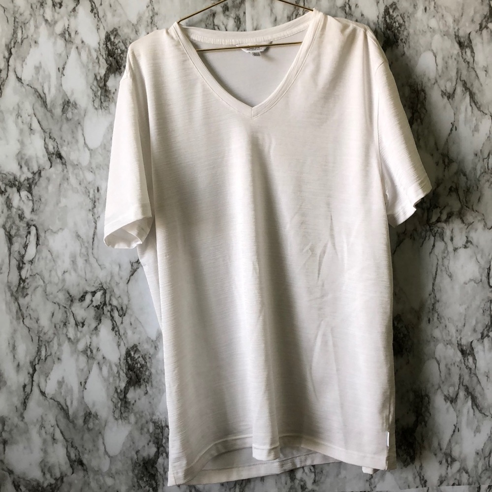 White Textured V-Neck